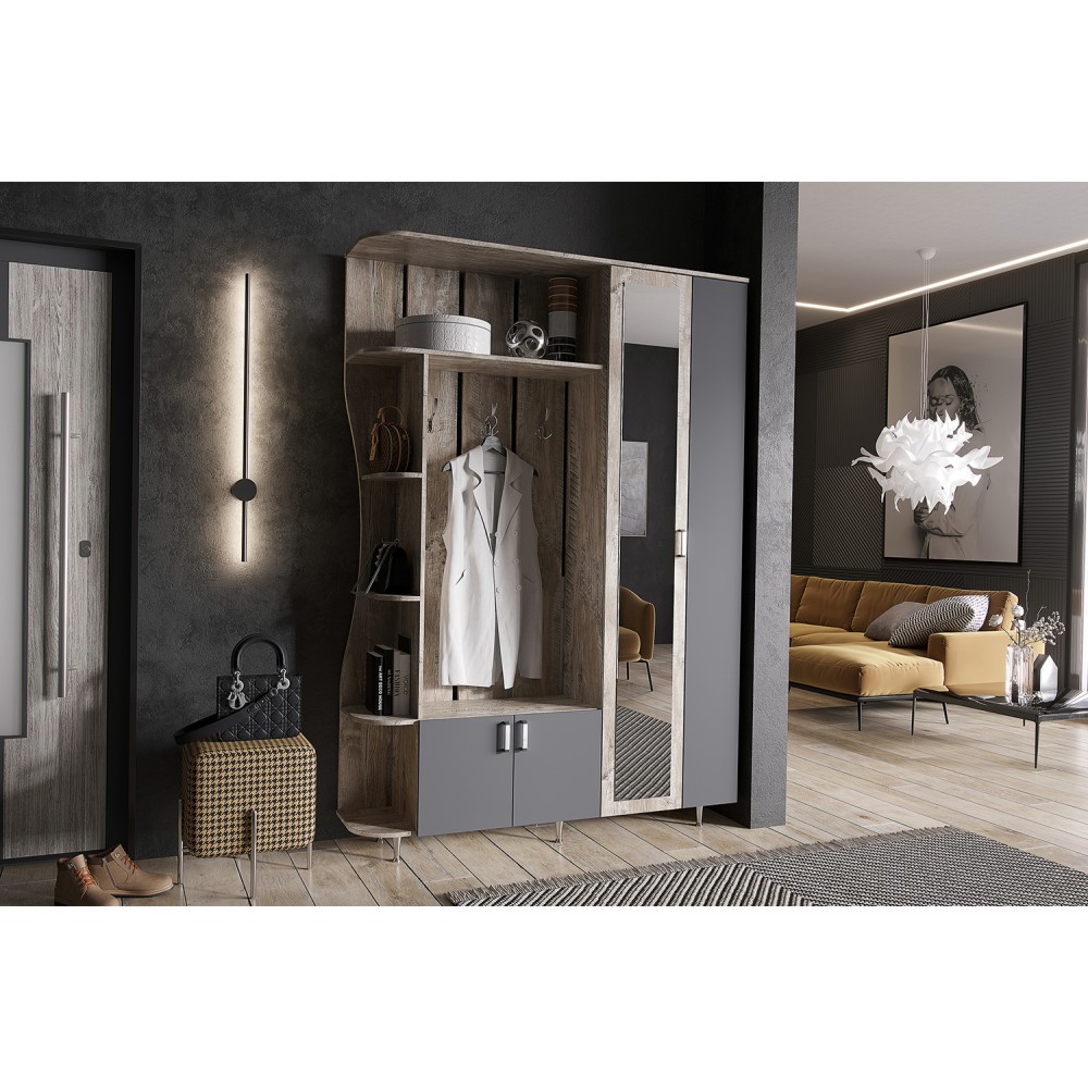 Прихожая Лика №1 1,5м, Дуб юкон, Графит Прихожая Лика №1 1,5м, Дуб юкон, Графит