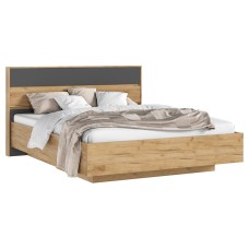 Кровать парящая с ортопедическим основанием (металл) Роджина, Графит, Дуб крафт