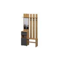 Вешалка с зеркалом Денвер Дуб Золотой/Графит