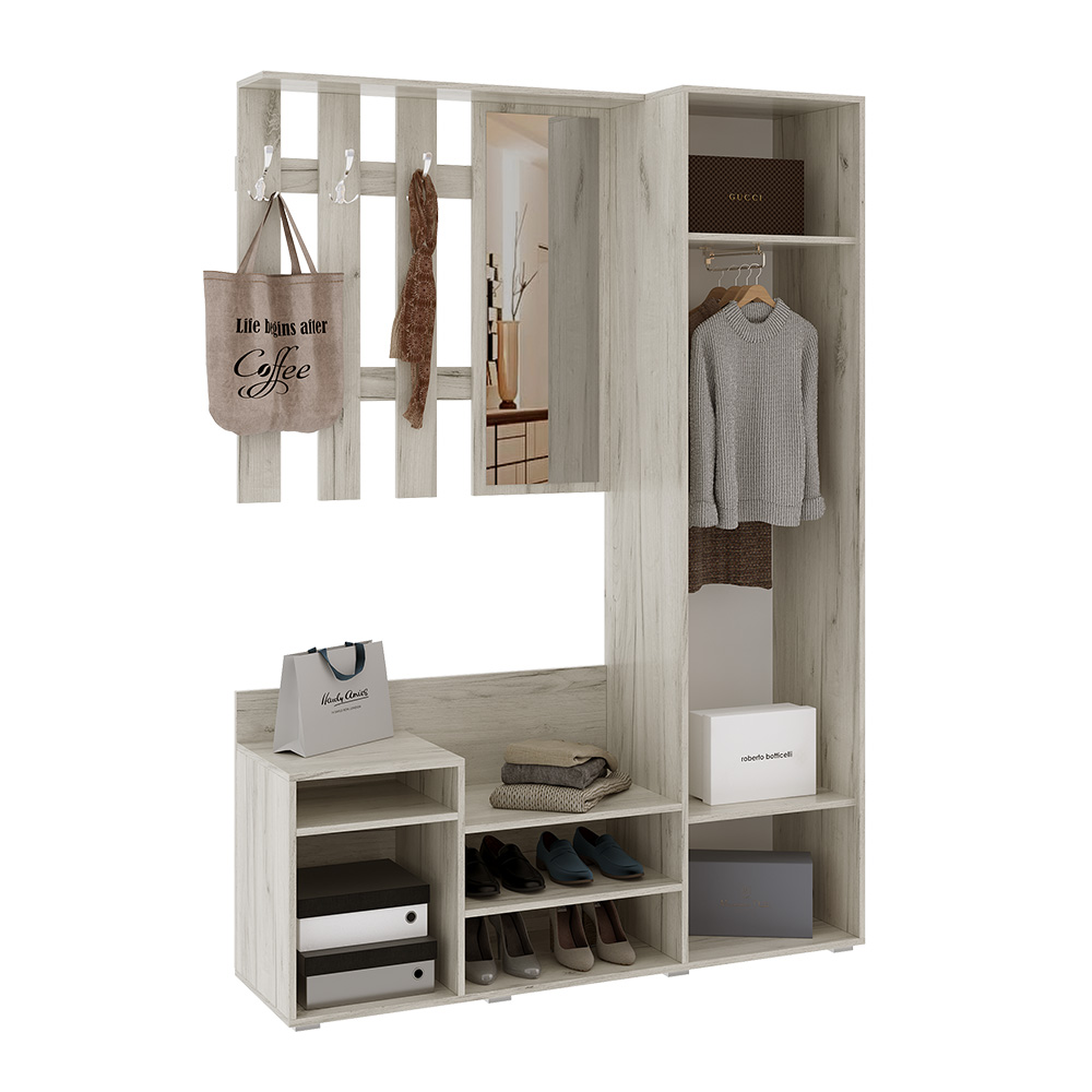 Прихожая Визит, Графит, Дуб Крафт Белый Прихожая Визит, Графит, Дуб Крафт Белый