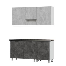 Готовая кухня Розалия (со столешницей 26 мм), Цемент светлый, Цемент темный