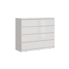 Комод Челси (8 ящиков), Белый глянец холодный, Белый