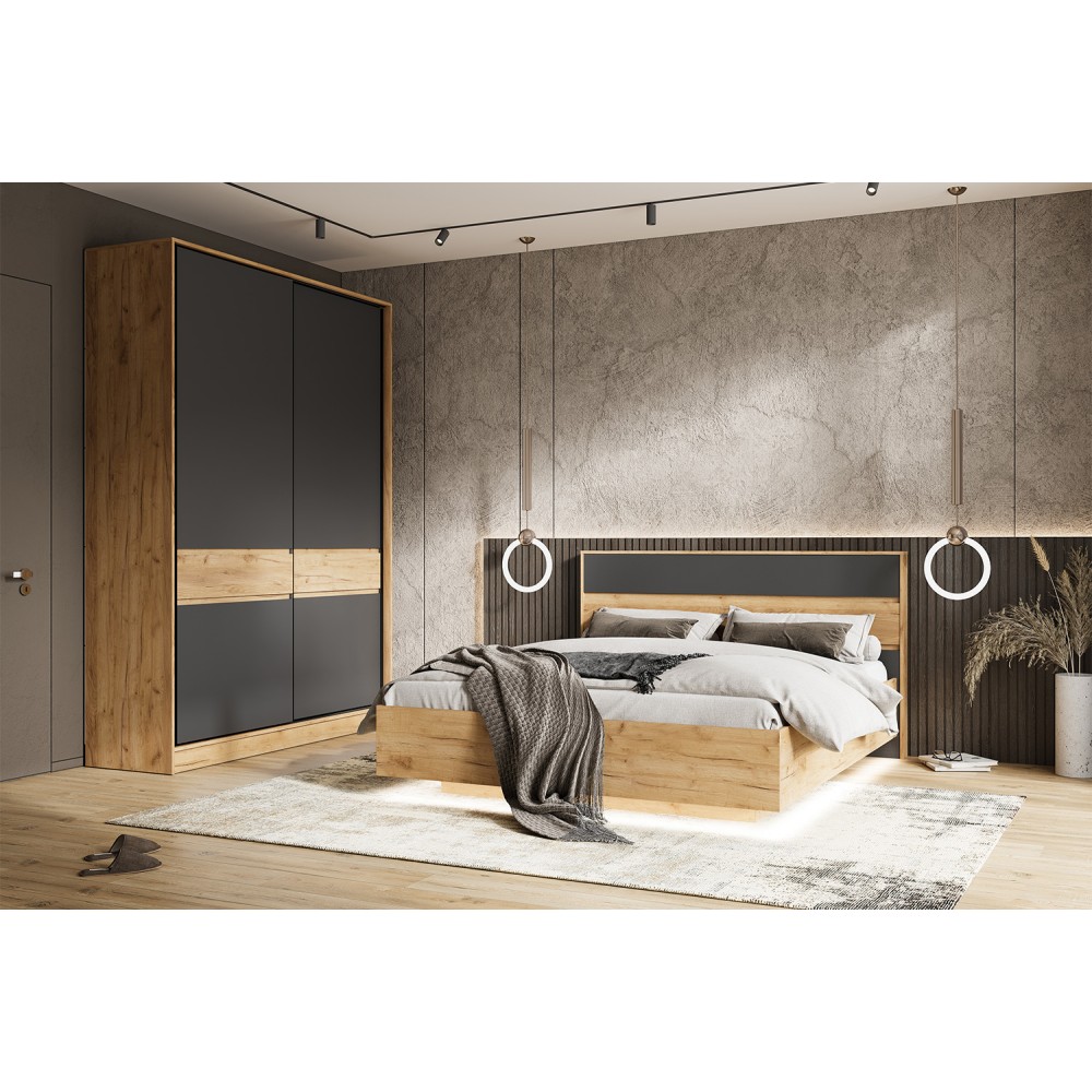 Кровать парящая с подъемным механизмом Роджина 1,6 м, Графит, Дуб крафт Кровать парящая с подъемным механизмом Роджина 1,6 м, Графит, Дуб крафт