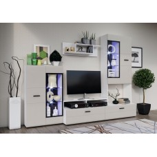 Гостиная Нэнси Вариант №3, Браш Лайт Грей, Белый