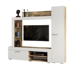 Стенка в гостиную Николь, Дуб крафт серый, Софт Айвори