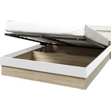 Кровать Ким с подъемным механизмом 1,4м, Белый глянец холодный, Сонома