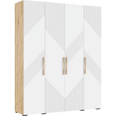 Шкаф четырехстворчатый Ирис, Браш Вайт, Дуб Крафт