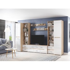 Гостиная Ким Вариант №2, Белый глянец холодный, Сонома