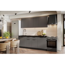 Кухонный гарнитур "Арнуво" 2,0м (Белый/Графит/Черный)