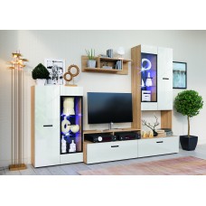 Гостиная Нэнси Вариант №3 (ЛДСП), Белый глянец холодный, Сонома