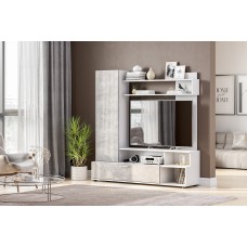 Стенка в гостиную МГС 9, белый/цемент светлый