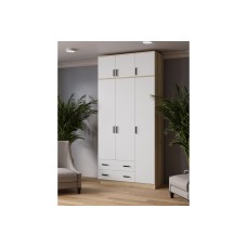 Шкаф с антресолью Лагуна 120 см, Дуб Делано, Белый Шкаф с антресолью Лагуна 120 см, Дуб Делано, Белый