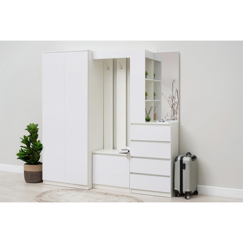 Прихожая Челси, Белый глянец холодный, Белый Прихожая Челси, Белый глянец холодный, Белый