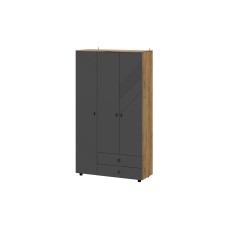 Шкаф трехстворчатый с ящиками Байкал, Дуб Золотой, Графит Шкаф трехстворчатый с ящиками Байкал, Дуб Золотой, Графит