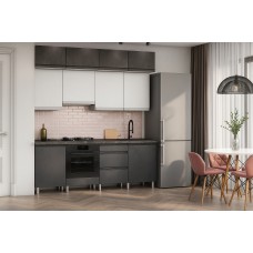 КГ Вельвет 210 Бетон графит; Бетон снежный (со столешницей, черный, 26) в.54