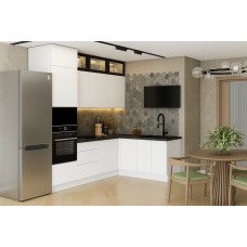 КГ Угловой Модерн 240*160 Белый глянец (со столешницей, черный, 26) в.18