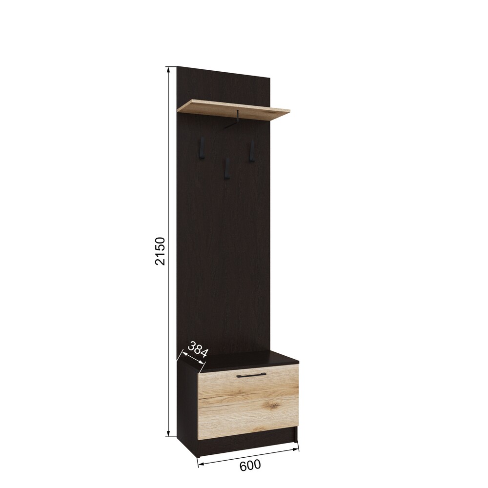 Тумба с вешалкой Денвер, Венге, Дуб Делано Тумба с вешалкой Денвер, Венге, Дуб Делано