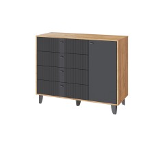 Комод Катрин-13, Дуб крафт золотой, Карбон вулкан