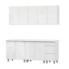 Готовая кухня Модерн New (без столешницы), Белый, Белый глянец