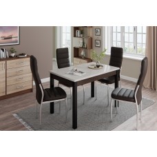 Стол обеденный Бостон-2 металл черный/белый гранит