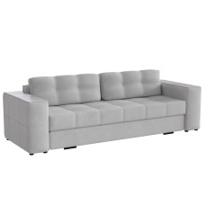 Диван раскладной Виконт, светло-серый/мдф холст белый