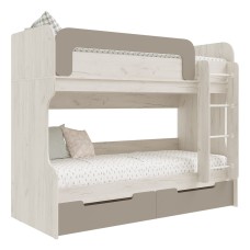 Кровать двухъярусная Юниор-4, Шарли Мокко, Дуб Крафт Белый