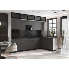 Кухня Техно-6 3,0х1,8м (Белый/Графит софт NEW) Кухня Техно-6 3,0х1,8м (Белый/Графит софт NEW)