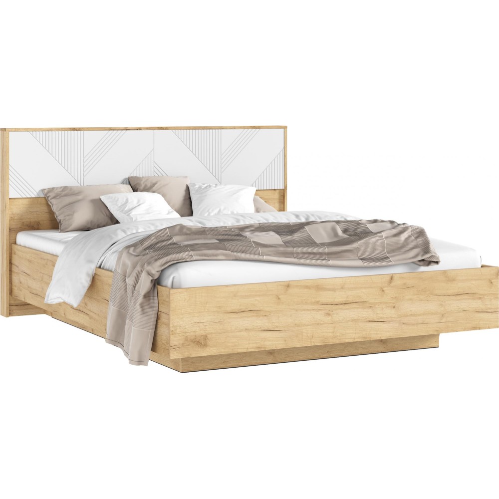 Кровать Ирис с подъемным механизмом 1,6м, Браш Вайт, Дуб Крафт Кровать Ирис с подъемным механизмом 1,6м, Браш Вайт, Дуб Крафт