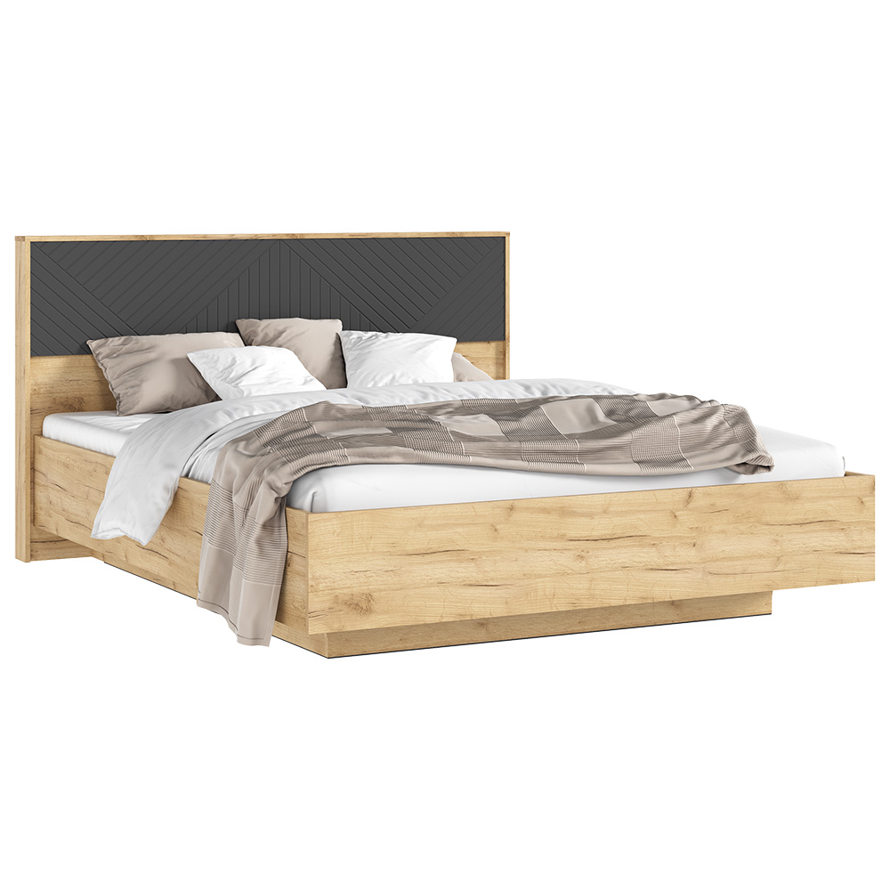 Кровать парящая с ортопедическим основанием (металл) Флэш 1,6 м, Браш Графит, Дуб Крафт Кровать парящая с ортопедическим основанием (металл) Флэш 1,6 м, Браш Графит, Дуб Крафт