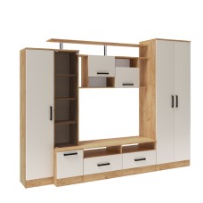 Стенка в гостиную Оскар-5, Дуб крафт золотой, Кашемир Стенка в гостиную Оскар-5, Дуб крафт золотой, Кашемир