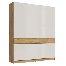 Шкаф четырехстворчатый Роджина, Дуб крафт, Белый глянец