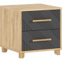 Тумба прикроватная Ирис (2 шт.), Браш Графит, Дуб Крафт