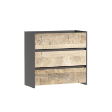 Комод Денвер 3Я, Графит, Дуб гранж песочный