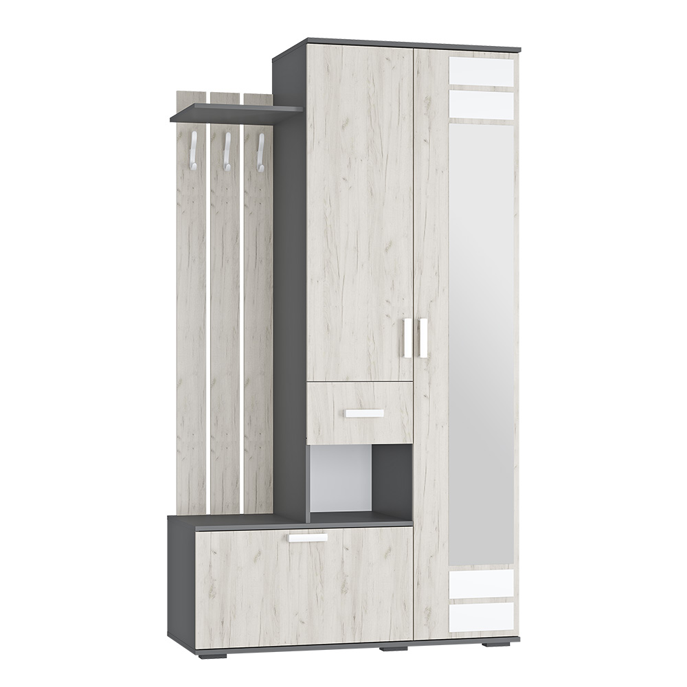 Прихожая Лира ПР-04, Графит, Дуб крафт белый Прихожая Лира ПР-04, Графит, Дуб крафт белый