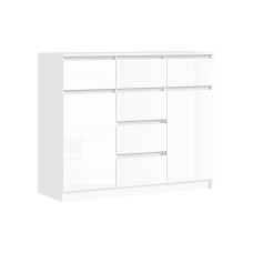 Комод Челси 1200 (2 двери 6 ящиков), Белый глянец холодный, Белый