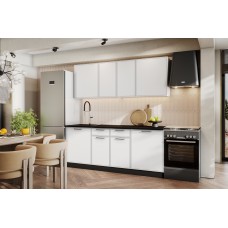 Кухонный гарнитур "Арнуво" 2,0м (Белый/Бланж/Черный)