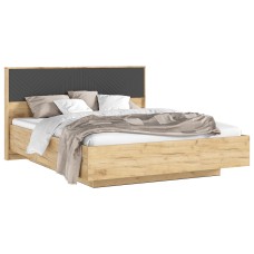 Кровать парящая с подъемным механизмом Флэш 1,6 м, Браш Графит, Дуб Крафт