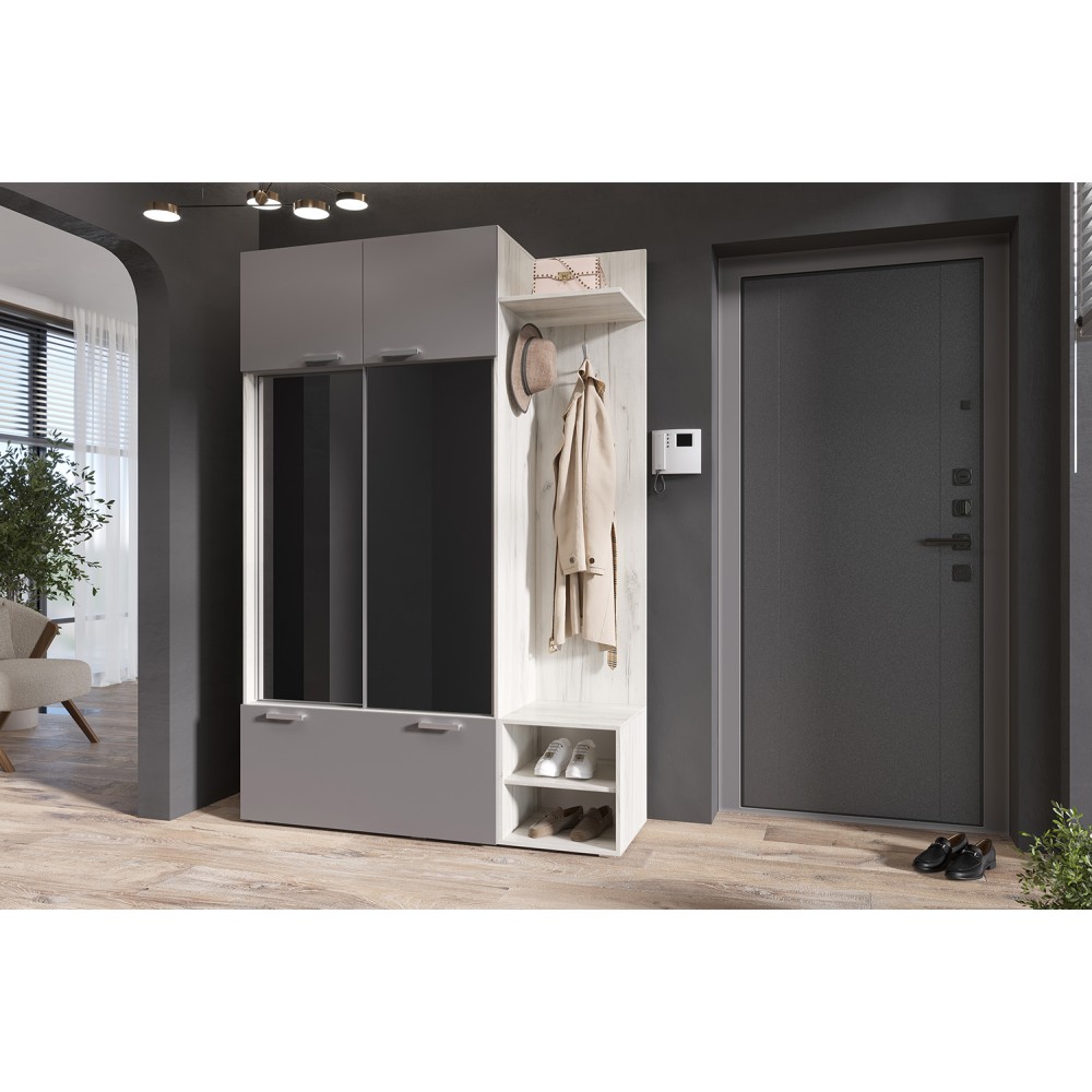 Прихожая Стелла, Графит, Дуб Крафт Белый Прихожая Стелла, Графит, Дуб Крафт Белый