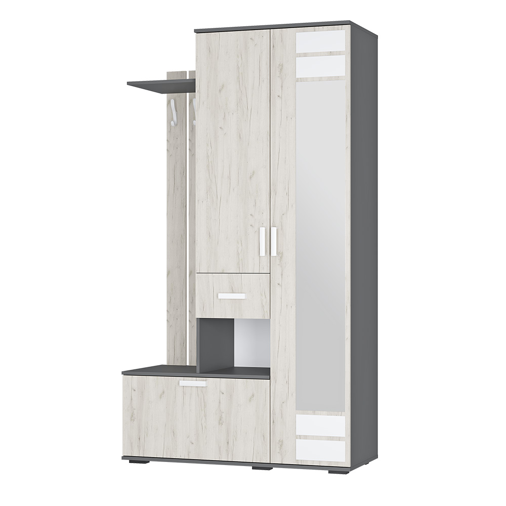 Прихожая Лира ПР-04, Графит, Дуб крафт белый Прихожая Лира ПР-04, Графит, Дуб крафт белый