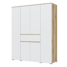 Шкаф четырехстворчатый Плейона, Дуб Делано, Белый Шкаф четырехстворчатый Плейона, Дуб Делано, Белый