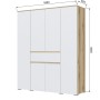 Шкаф четырехстворчатый Плейона, Дуб Делано, Белый