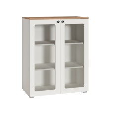 Шкаф-витрина 16.394.01 Остин Белый шагрень, Дуб Золотой