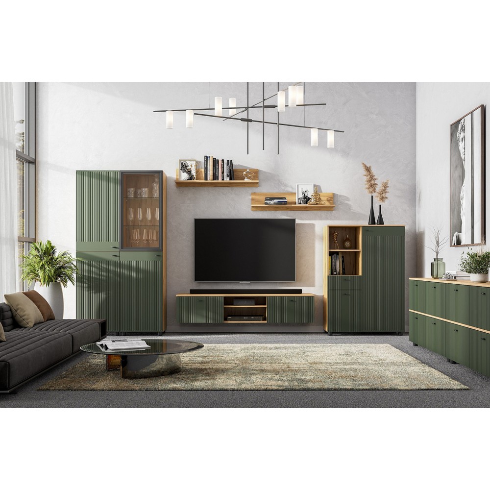 Тумба для ТВ Милан, Дуб золотой, Олива Софт