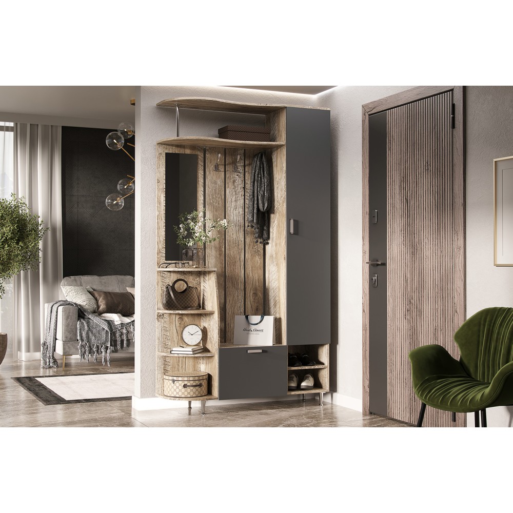 Прихожая Лика №2 1,2м, Дуб юкон, Графит Прихожая Лика №2 1,2м, Дуб юкон, Графит