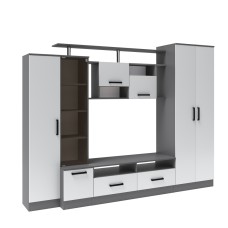 Стенка в гостиную Оскар-5, Графит серый, Камень серый Стенка в гостиную Оскар-5, Графит серый, Камень серый