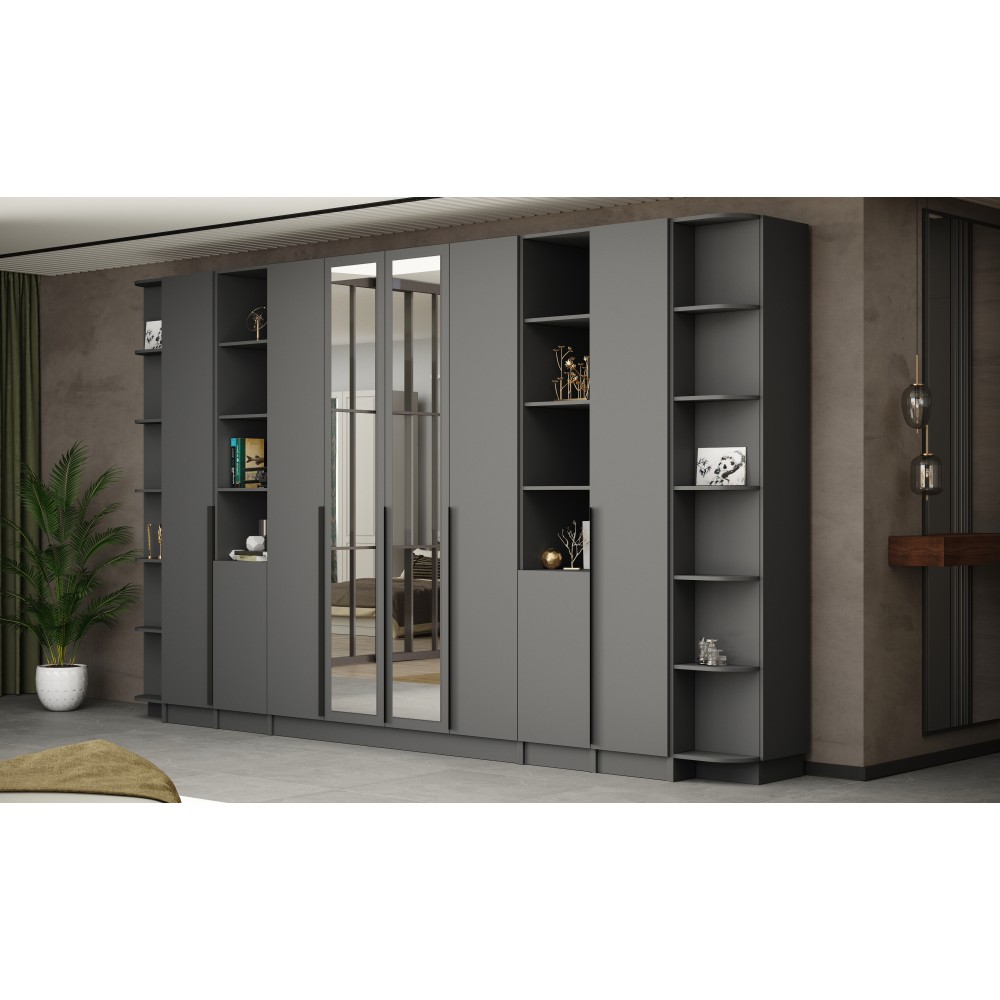 Шкаф Мадрид (0,75) с зеркалом графит серый