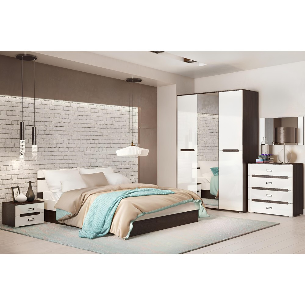 Кровать Ким с подъемным механизмом 1,6м, Белый глянец холодный, Венге Кровать Ким с подъемным механизмом 1,6м, Белый глянец холодный, Венге