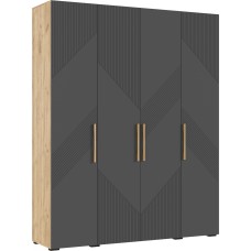 Шкаф четырехстворчатый Ирис, Браш Графит, Дуб Крафт