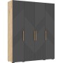 Шкаф четырехстворчатый Ирис, Браш Графит, Дуб Крафт