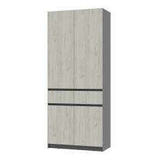 Шкаф 2-х створчатый "Багира" ШК-03 Графит/Крафт белый